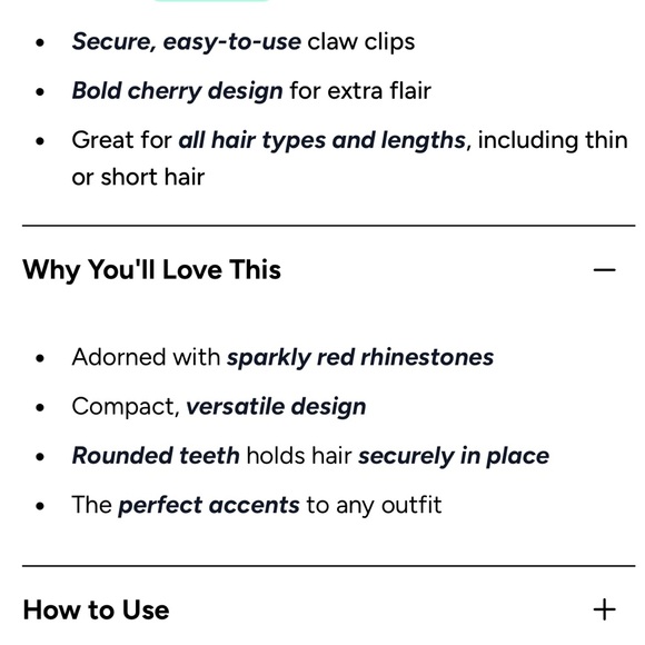 Kitsch Cherry Rhinestone Claw Clips - Picture 4 of 5